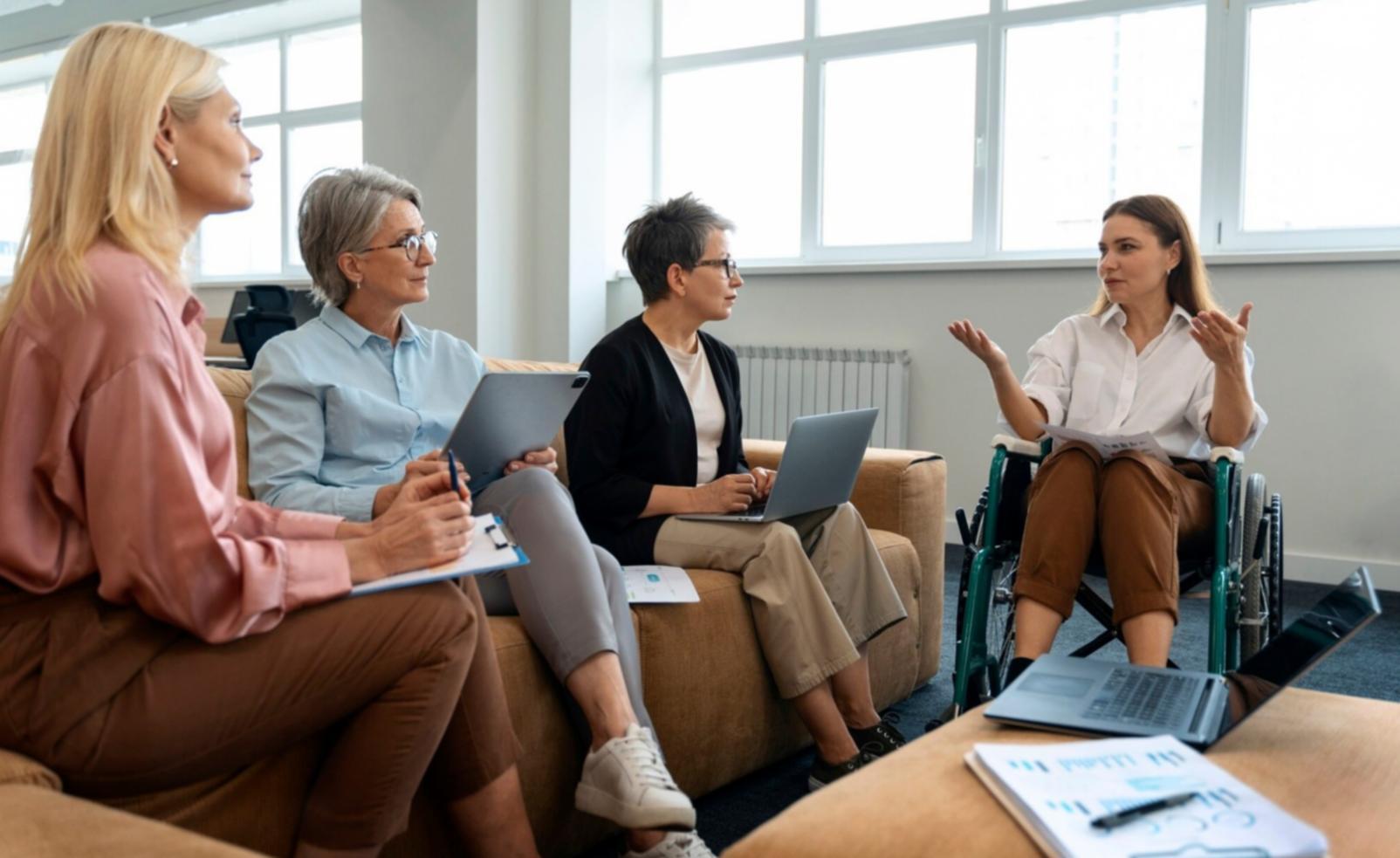 Modern computer setup showing multiple devices running learning platform interface